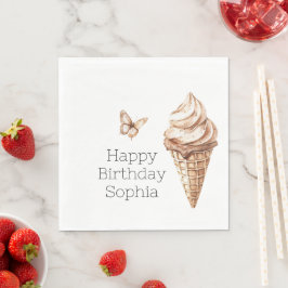 Chocolate Mocha Ice Cream Cone Birthday Pappersservett