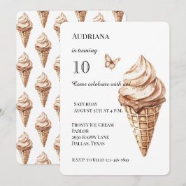 Chocolate Mocha Vanilla Ice Cream Cone Birthday Inbjudningar