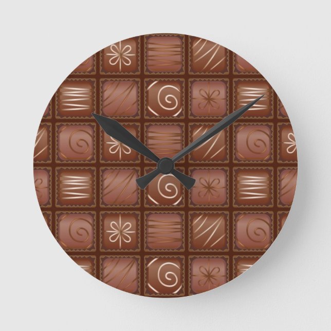 Chocolate Mönster Rund Klocka (Framsida)