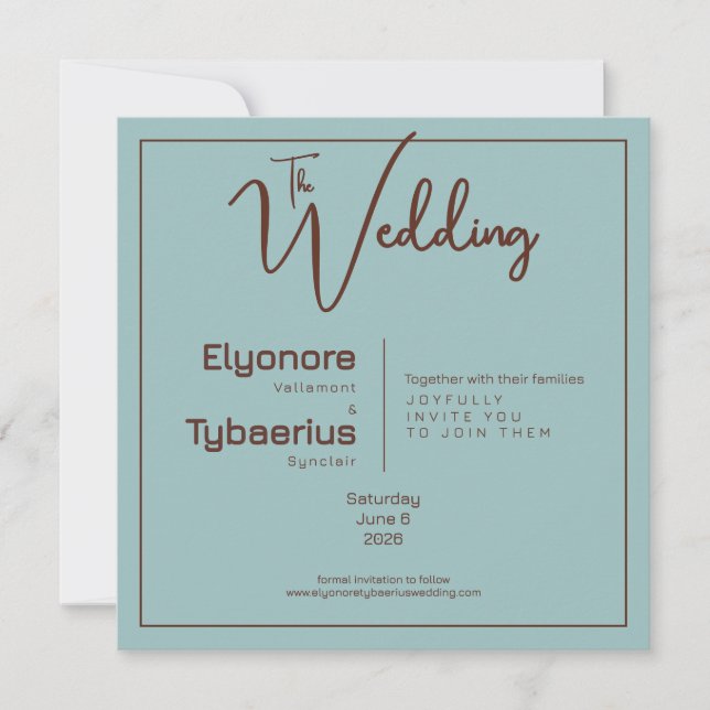 Chocolate Mood Minimal Wedding Invitation Kort (Framsida)