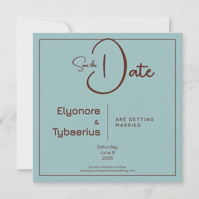 Chocolate Mood Minimal Wedding Save the Date Kort (Framsida)