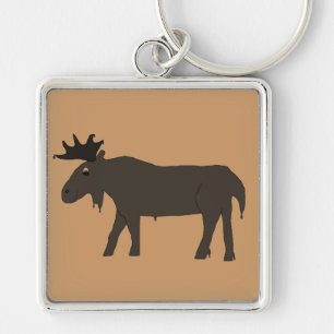 Chocolate Moose-nyckelkedja Fyrkantig Silverfärgad Nyckelring