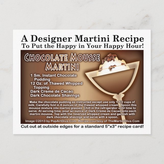 Chocolate Mousse Martini Recipe Dessert-vykort Vykort (Framsida)