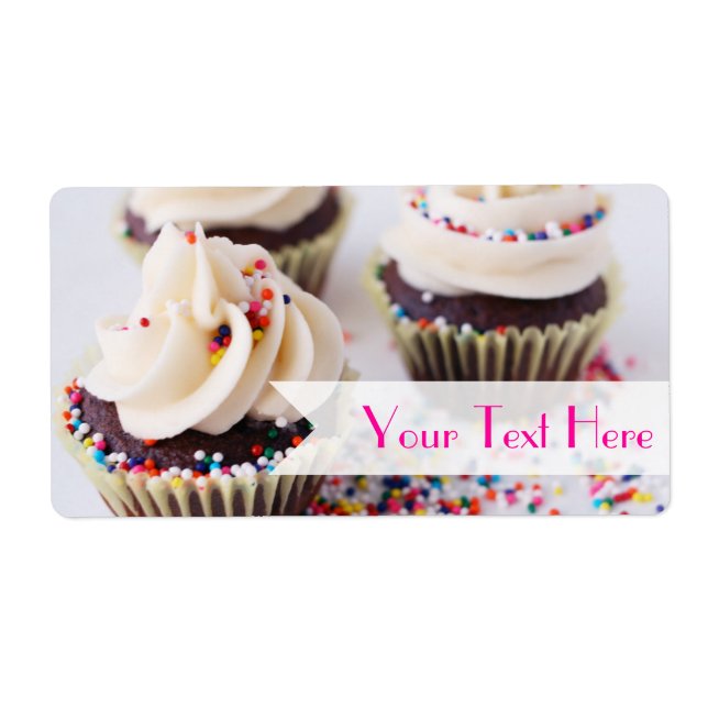 Chocolate Muffinss Sprinkles Vanilla Frosting Fraktsedel (Framsidan)