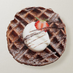Chocolate Nutella Waffle Round Dekorativ kudde