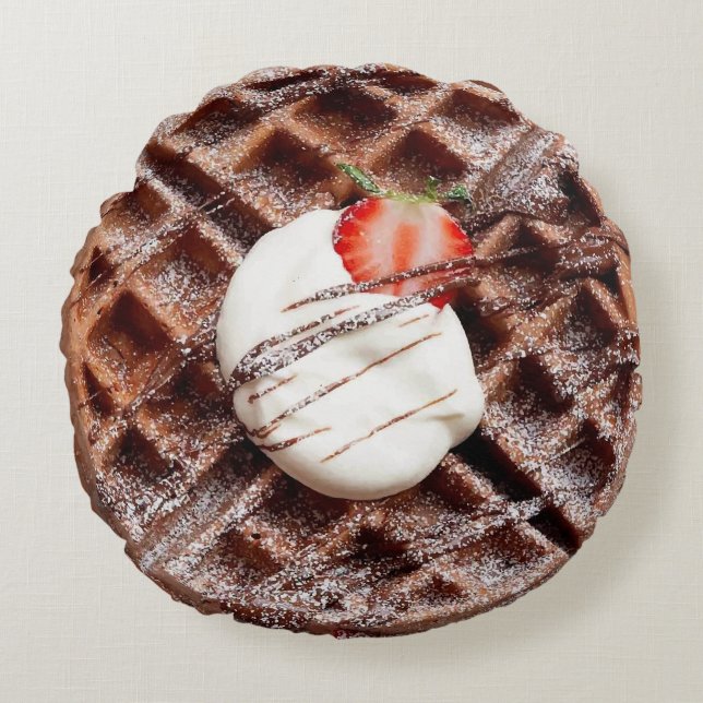 Chocolate Nutella Waffle Round Dekorativ kudde (Framsidan)