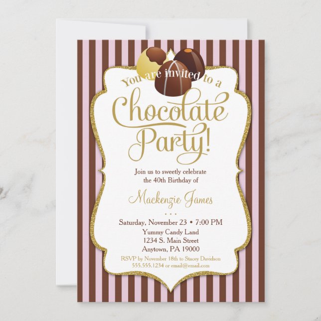 Chocolate Party-inbjudan, födelsedagssert Inbjudningar (Framsida)