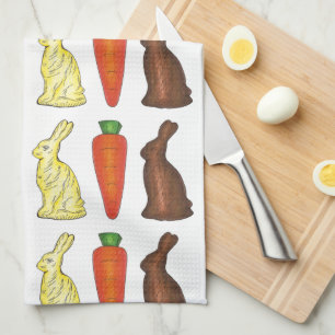 Chocolate Påskhare Rabbit Carrot Candy Kökshandduk