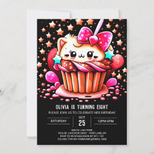 Chocolate Pastry Magic Muffin Girl Birthday Inbjudningar