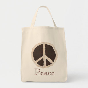 Chocolate Peace Paj Sign, Tote bags Tygkasse