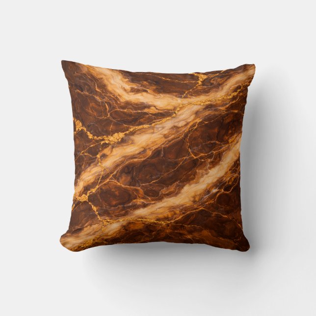 Chocolate Peanut Butter Marble with Gold Veining Kudde (Framsida)