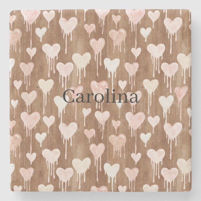 Chocolate Pink Cream Hearts Love Valentine's Day Stenunderlägg (Framsidan)