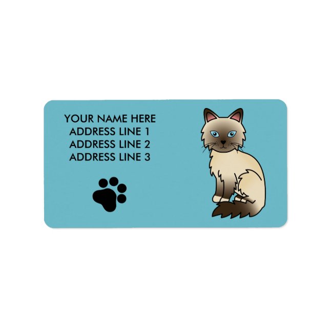 Chocolate Point Birman / Ragdoll Katt Adressetikett (Framsidan)