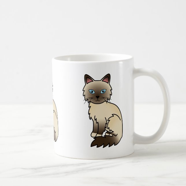 Chocolate Point Birman / Ragdoll Katt Serietecknin Kaffemugg (Höger)