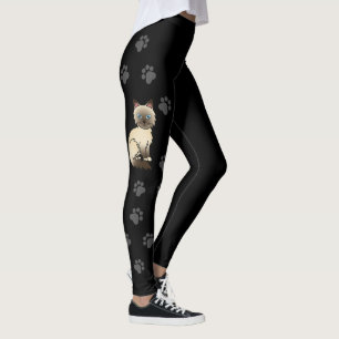 Chocolate Point Birman / Ragdoll Katt & Svarta Tas Leggings