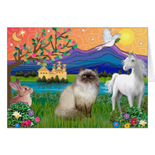 Chocolate Point Himalayan Cat - Fantasy Land Hälsningskort