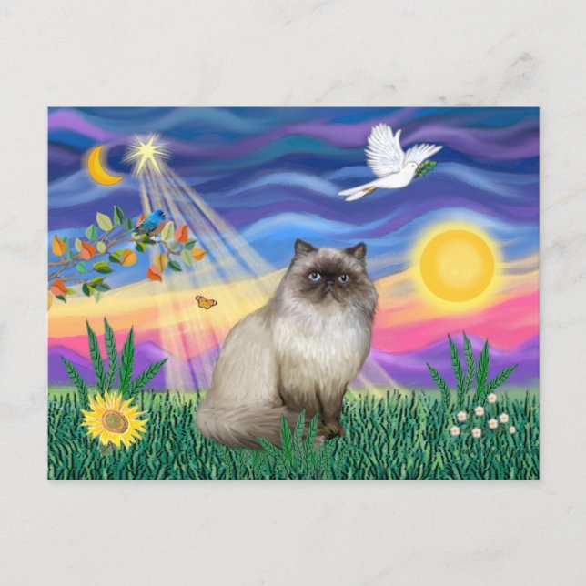 Chocolate Point Himalayan Katt  - Skymning Vykort (Framsida)
