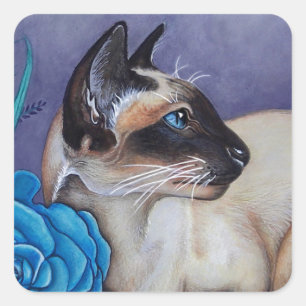 Chocolate Point Siamese Cat Fyrkantigt Klistermärke