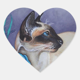 Chocolate Point Siamese Cat Hjärtformat Klistermärke
