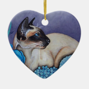 Chocolate Point Siamese Cat Julgransprydnad Keramik