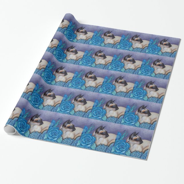 Chocolate Point Siamese Cat Presentpapper (Utrullad)