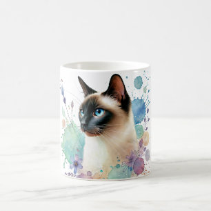 Chocolate Point Siamese Cat Watercolor Kaffemugg