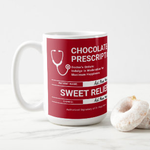 Chocolate Prescription Humor Red White Modern Roli Kaffemugg