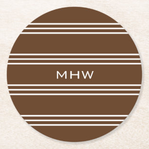 Chocolate Rand anpassningsbar monogram pappert und Underlägg Papper Rund