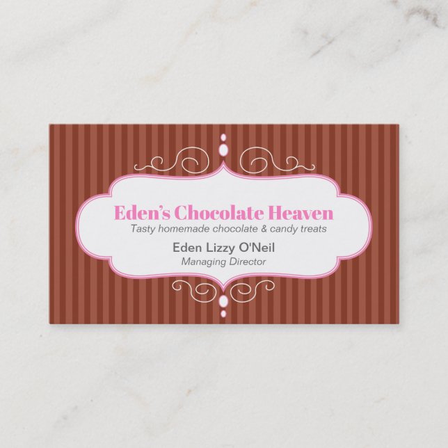 Chocolate rand dekorative white rosa panel baksida visitkort (Framsida)