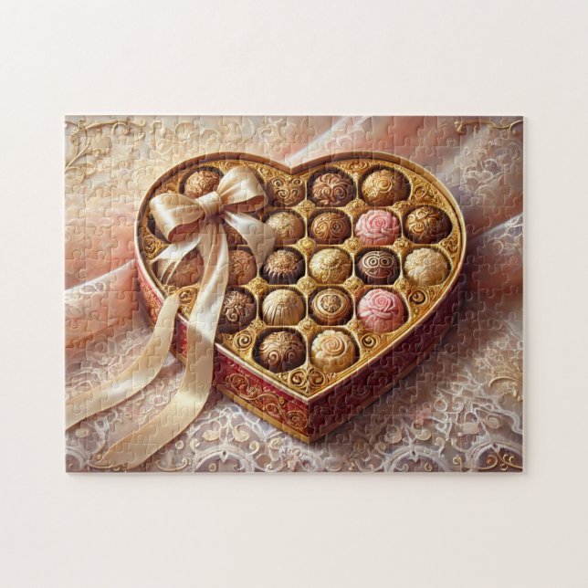 Chocolate Romantic Treasures Heart Box Pussel (Horisontell)