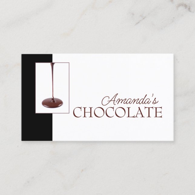 Chocolate Shop Chocolatier Black White Sweets Card Visitkort (Framsida)