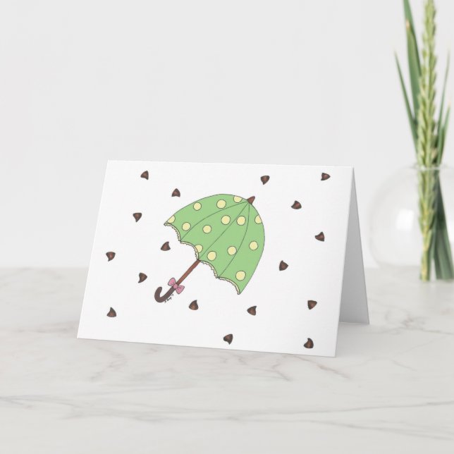 Chocolate Showers Candy Raindrops Umbrella Parasol Kort (Framsida)