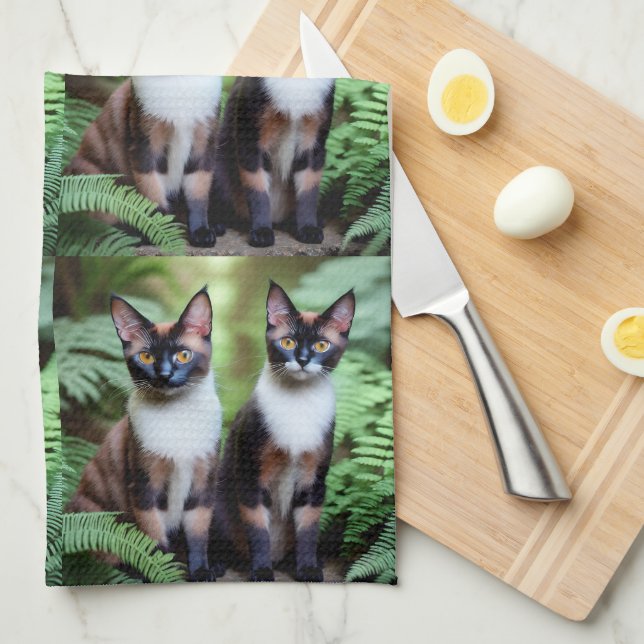 Chocolate Siamese Cat Twillingars, Dish Towel Kökshandduk (Vikt i Fjärdedel)