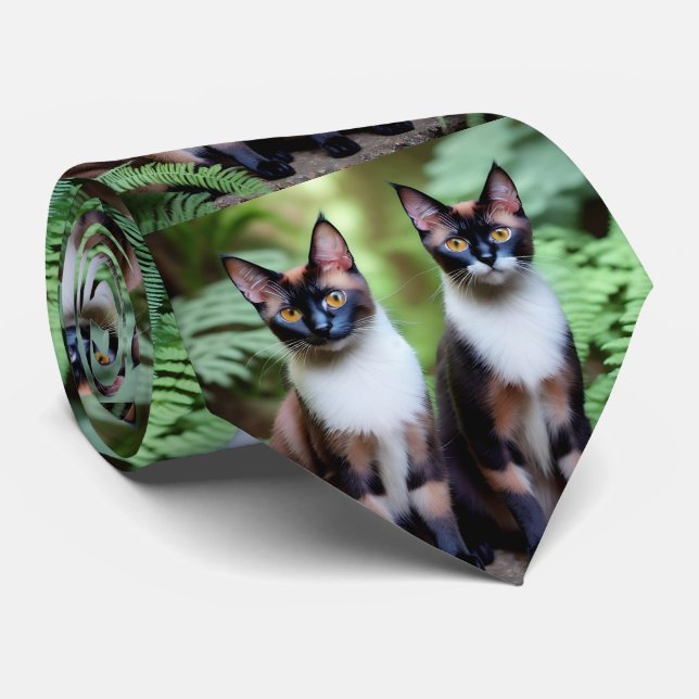 Chocolate Siamese Cat Twillingars, Neck Tie Slips (Rullad)
