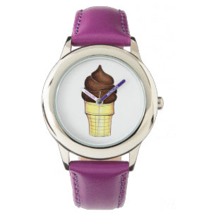 Chocolate Soft Ice Cream Cone Dessert Watch Armbandsur
