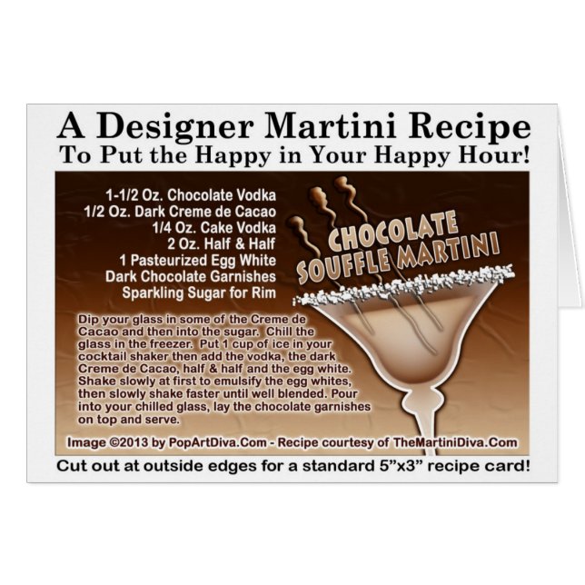 Chocolate Soufflé Martini Receptkort Hälsningskort (Framsidan Horizontal)