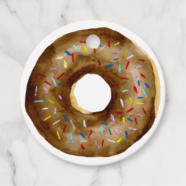 Chocolate Sprinkle Donut Baby Shower Tack Gåvor Etiketter (Framsida)