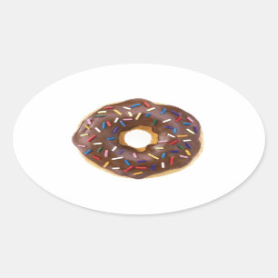 Chocolate Sprinkle Doughnut Ovalt Klistermärke
