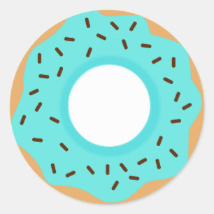 Chocolate Sprinkles Blue Donut Runt Klistermärke