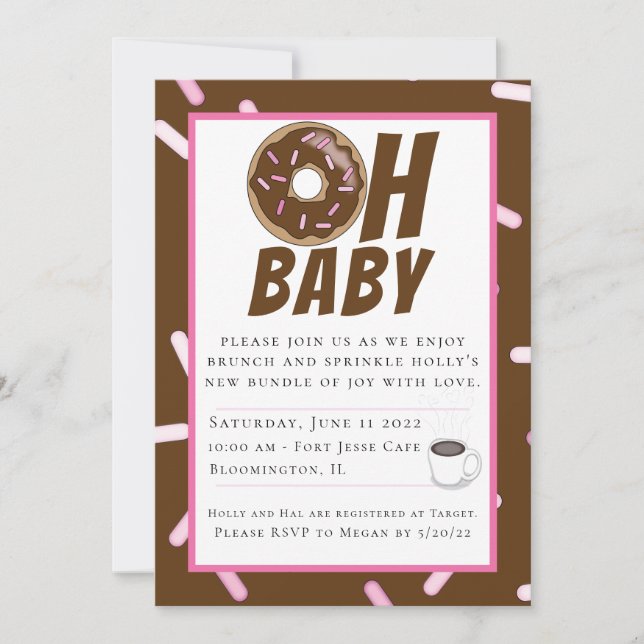 Chocolate Sprinkles Brunch Baby Shower-inbjudan Inbjudningar (Framsida)
