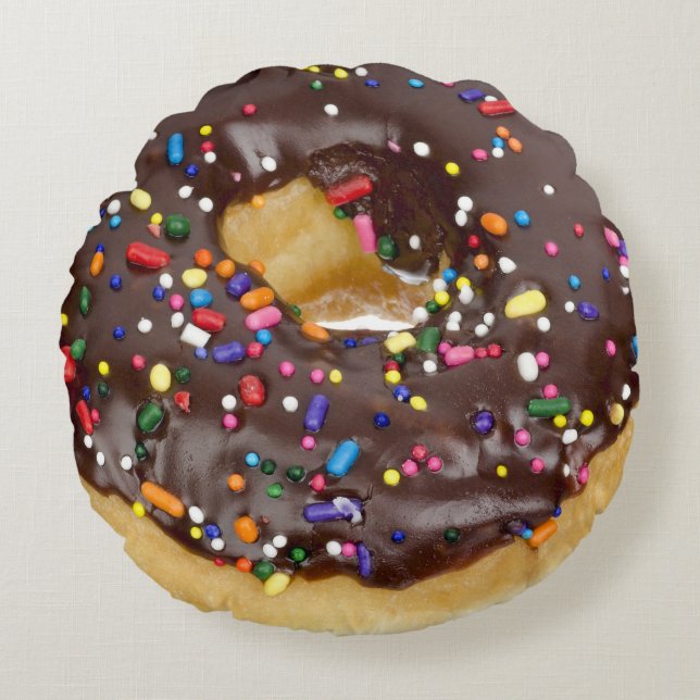 Chocolate Sprinkles Donuts Funny Doughnut look Rund Kudde (Framsidan)