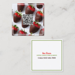 Chocolate Strawbär Anpassningsbar QR Fyrkantigt Visitkort