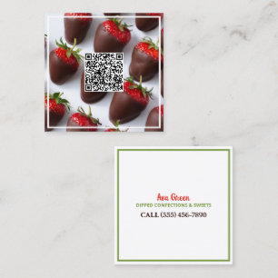 Chocolate Strawbär Anpassningsbar QR Fyrkantigt Visitkort