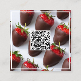 Chocolate Strawbär Anpassningsbar QR Fyrkantigt Visitkort