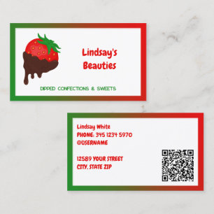 🍓 Chocolate Strawbär Anpassningsbar QR Visitkort
