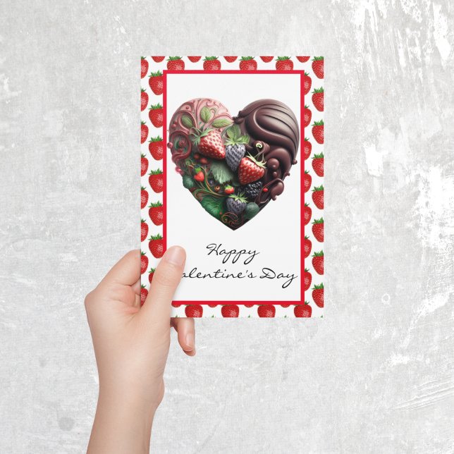 Chocolate Strawberry Heart Valentine's day Kort (Skapare uppladdad)