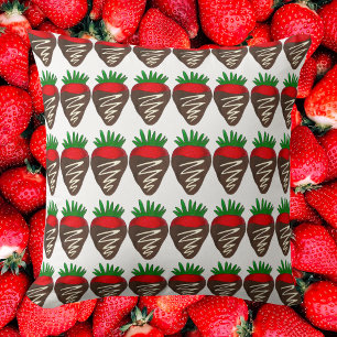 Chocolate Strawberry Jordgubbar Alla hjärtans dag Kudde