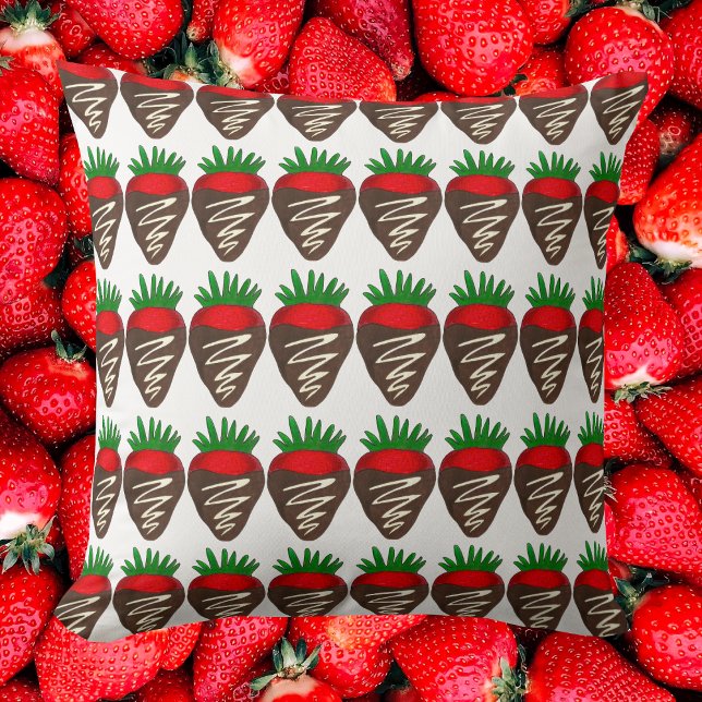 Chocolate Strawberry Jordgubbar Alla hjärtans dag Kudde (Chocolate Covered Strawberry Pillow)