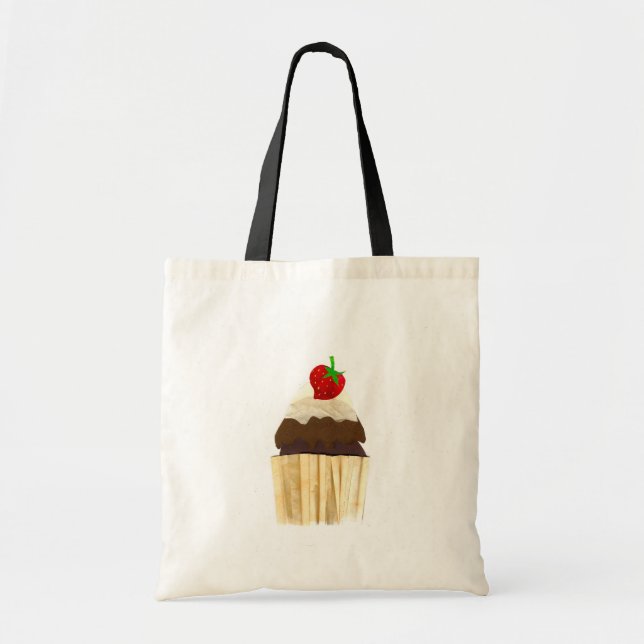 Chocolate Strawberry Kopp Cake Tote Bag Tygkasse (Framsidan)