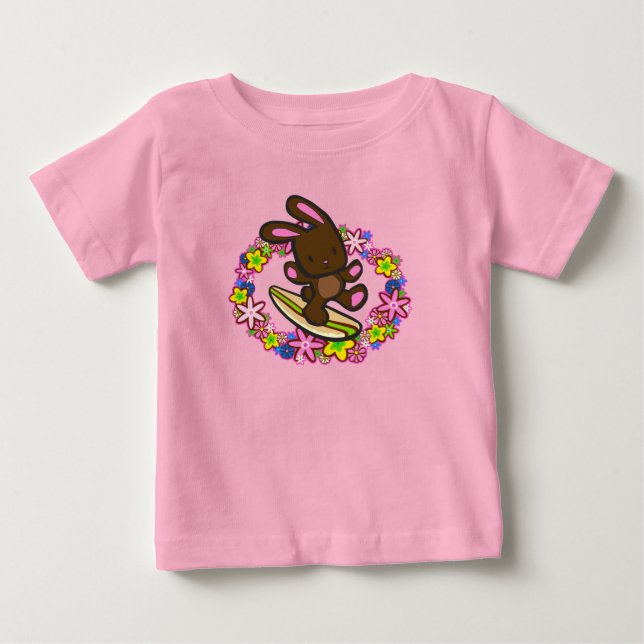 Chocolate Surfing Bunny Infant T-Shirts (Framsida)